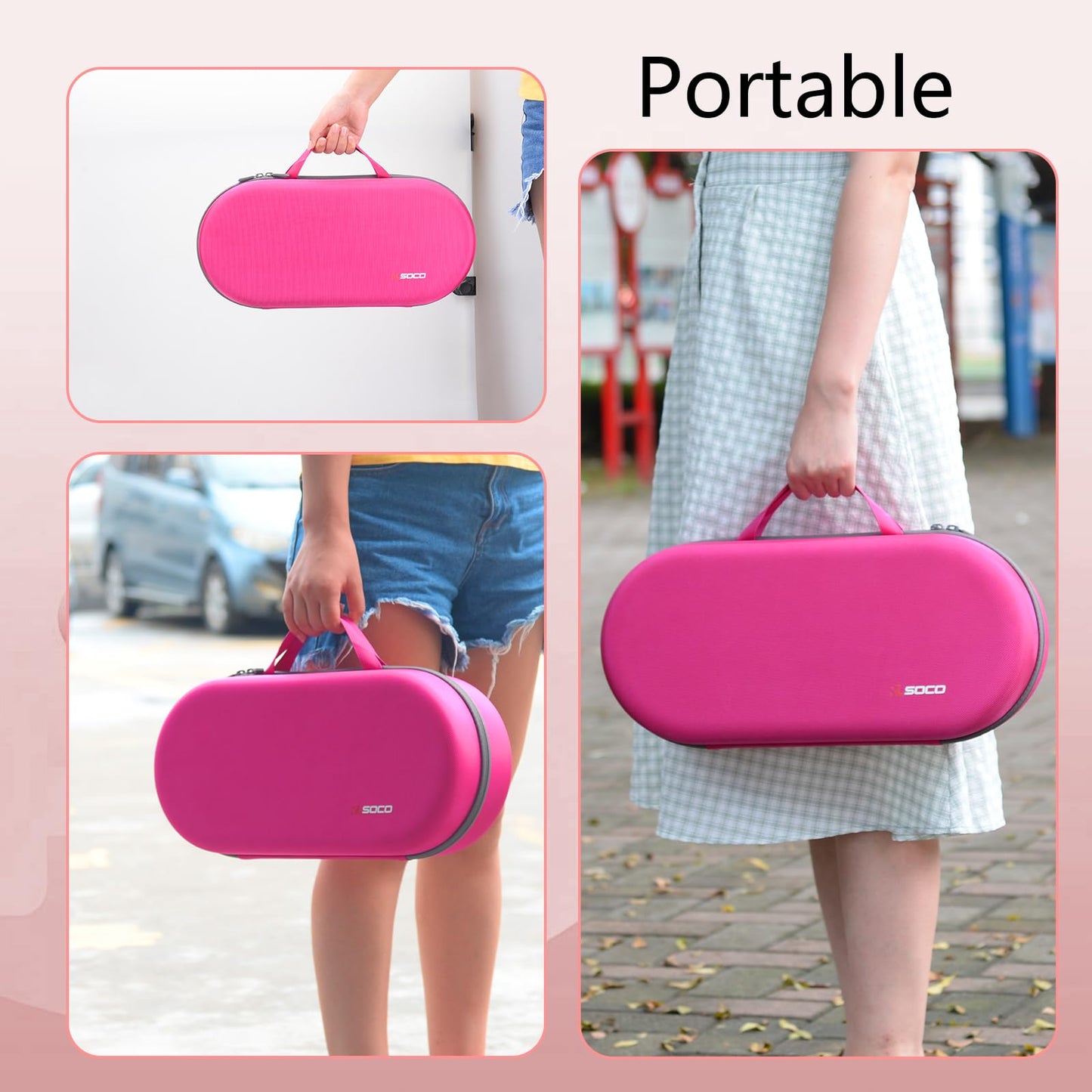 RLSOCO Carrying Case for Dyson Airwrap i.d./Airwrap Co-anda2x Multi-Styler and Dryer - Fits 4pcs Long Barrels or Short Barrels - Pink (Case Only,Hair Styler is not Included)