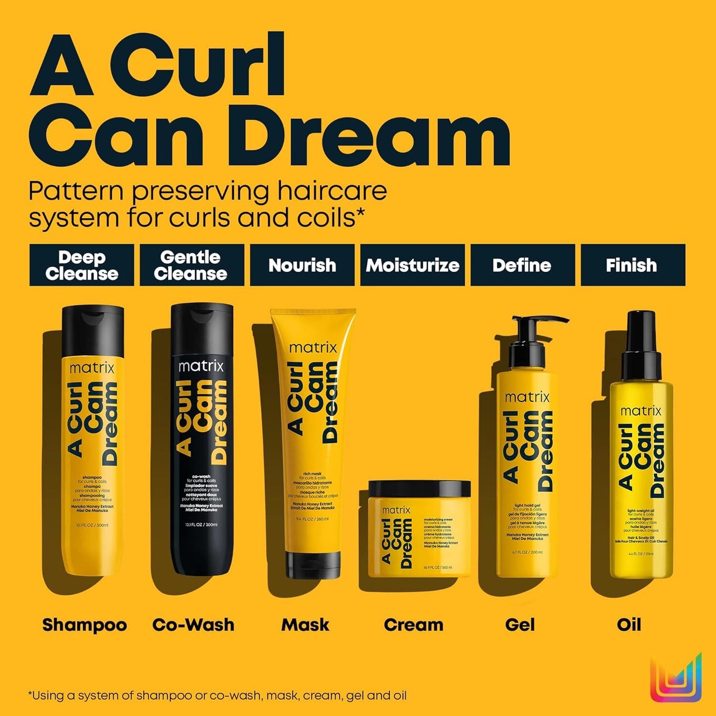 Matrix A Curl Can Dream Deep Cleansing Shampoo and Rich Hair Mask Set | Preserves Curl Pattern, Removes Build Up | For Curly & Coily Hair | Silicone & Paraben Free | With Manuka Honey Extract