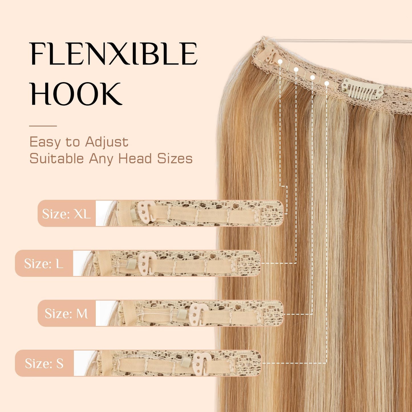 Rich Choices Halo Hair Extensions Real Human Hair Remy Hairs Halo Extension for Women Invisible Wire One Piece Clip in Hairpiece 16 Inch Straight-#12P613 Golden Brown Highlight Bleach Blonde