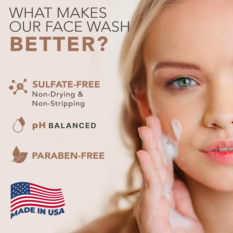 Beauty by Earth Clean Face Wash - USA Made with Organic & Natural Ingredients, Non-Toxic Facial Cleanser