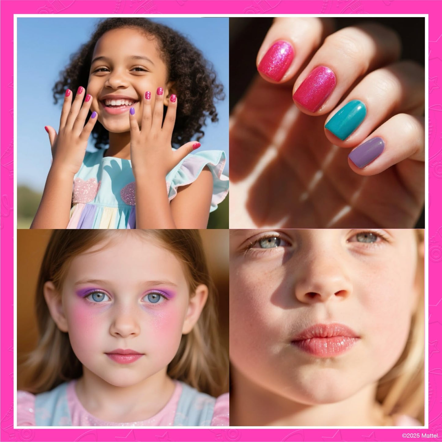 Barbie Makeup Set for Kids Girsl with Train Case, Includes Nail Polish, Lip Gloss and more, Kids Makeup Kit for Girls, Play Makeup, Party Favor, Birthday, For Kids Ages 3+, by Townley Girl