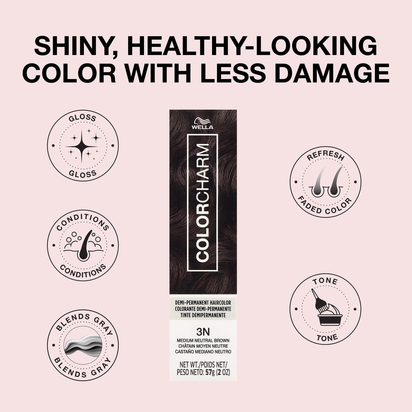 COLORCHARM Demi Permanent Hair Color 3N Medium Neutral Brown Gloss, Refresh and Tone 2 Fl Oz