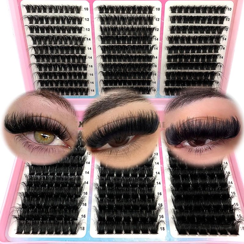 UMIRYAO 200D-60D large capacity eyelash book single cluster artificial mink false eyelashes 500pcs thick eyelashes 0.07mm D curly false eyelashes 10-18mm mixed mink lashes (ZH01/60pai)