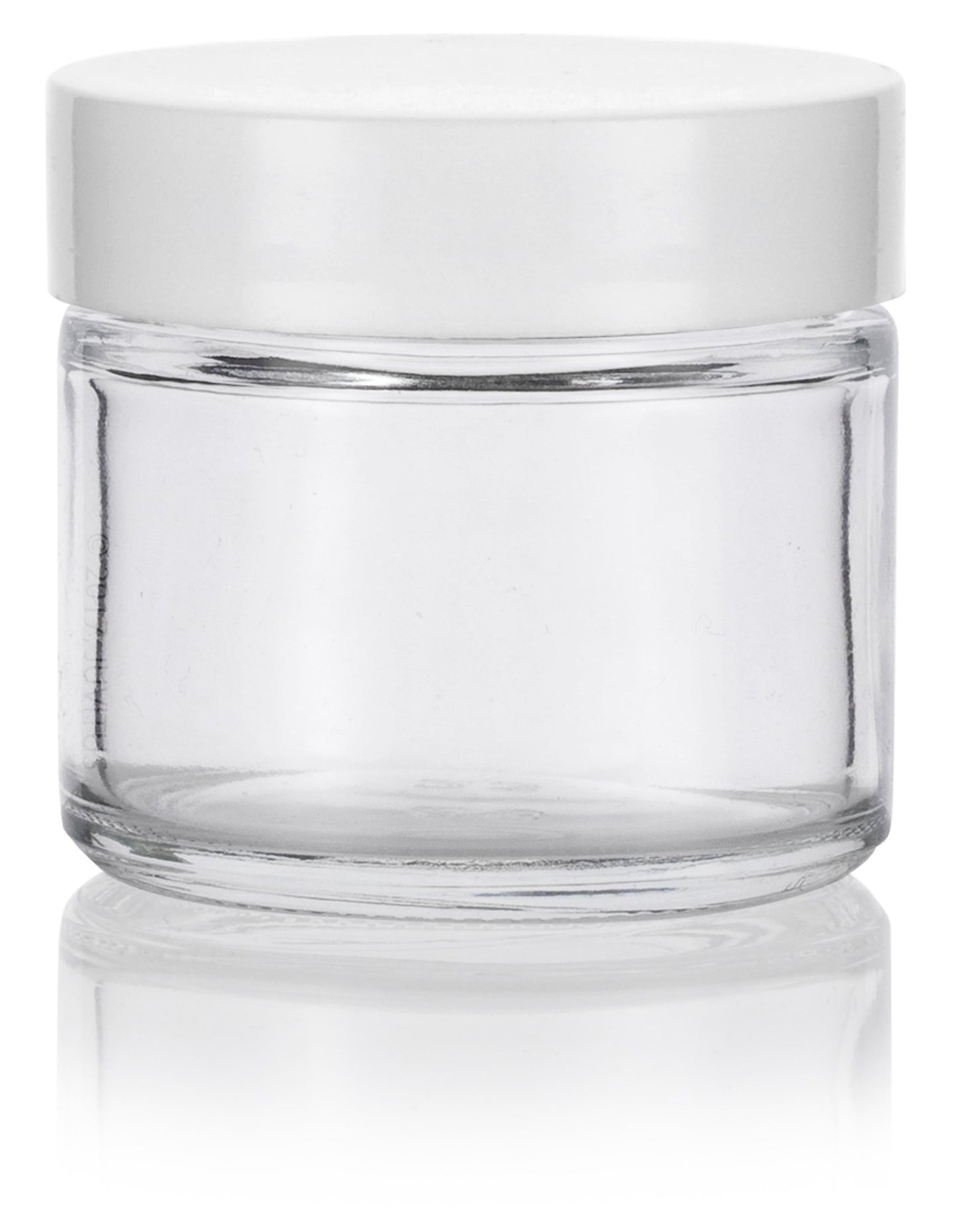 2 oz Clear Glass Jar with White Smooth Lined Lids (12 Pack)