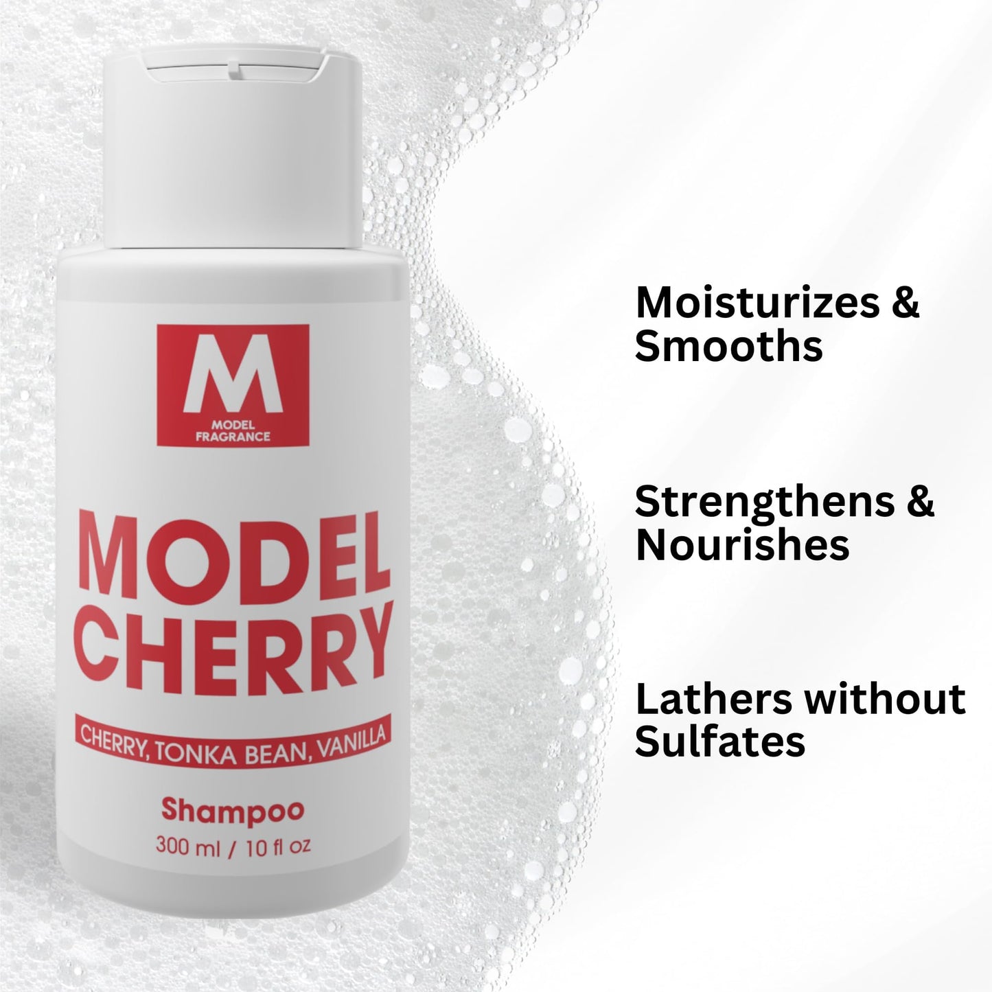 MODELFRAGRANCE Model Cherry Gourmand Shampoo | Cherry, Tonka Bean, and Vanilla Scented | Sulfate Free & Hydrating Shampoo | All Hair Types | Clean, Shiny, Healthy Hair