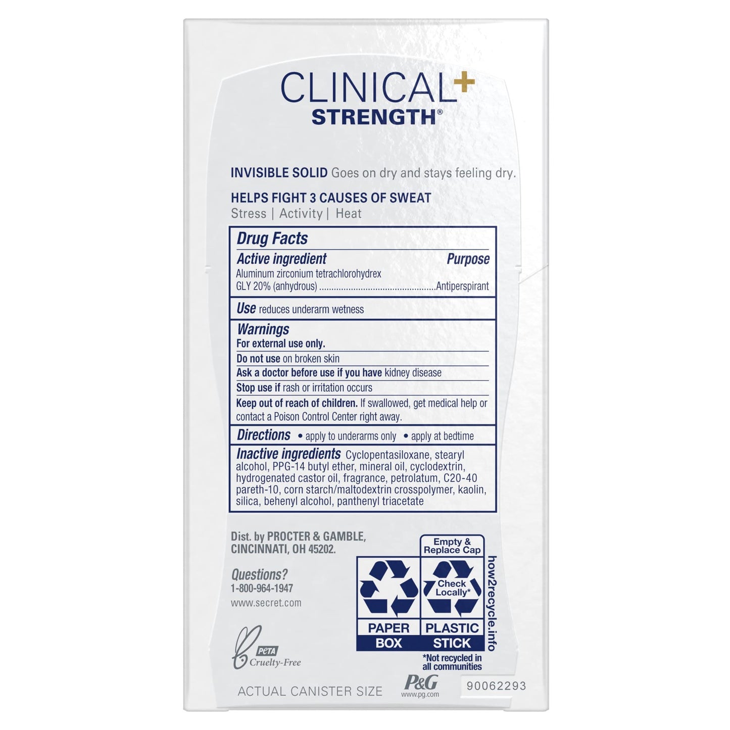 Secret Clinical Strength Antiperspirant and Deodorant Clear Gel, Stress Response, 1.6 Oz. (Pack of 4)