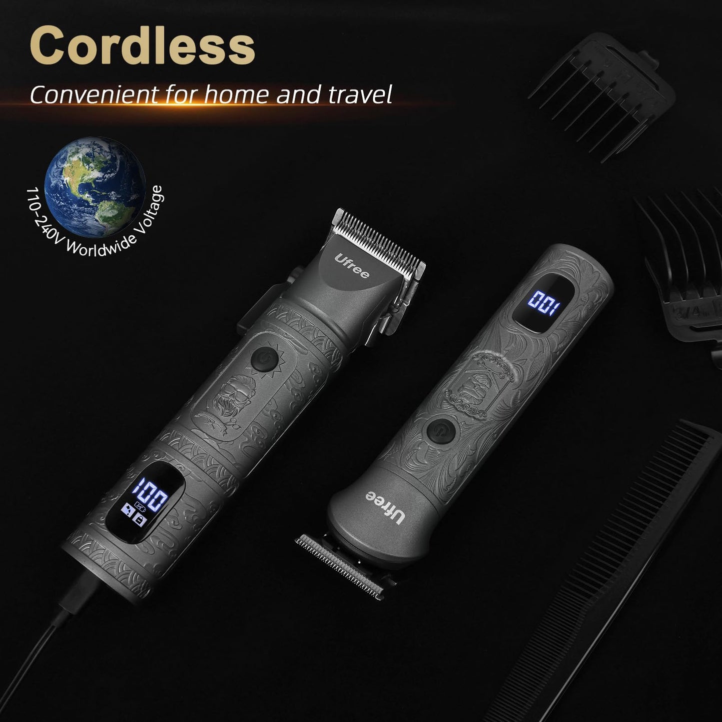 Ufree Beard Trimmer for Men with Hair Clipper, Professional Hair Clippers for Men and Hair Trimmers, Cordless Electric Razor Mens Grooming Kit for Nose, Face, Ear, Body, Gifts for Men Husband Father