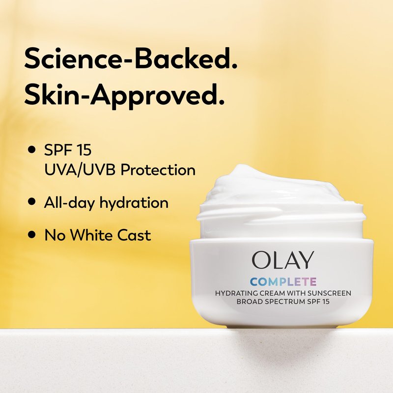 Olay Face Moisturizer Complete All Day UV Moisture Cream with Sunscreen SPF 15, Normal Skin, 2 Fl Oz (Pack of 3)