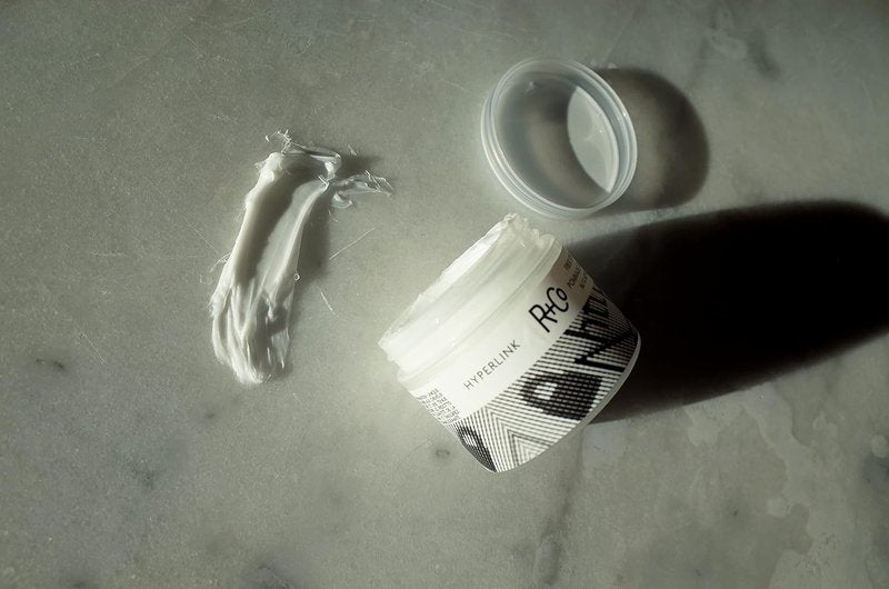 R+Co HYPERLINK Fiber Stretch Pomade - Flexible Hair Styling Pomade for Texture & Definition | All Hair Types