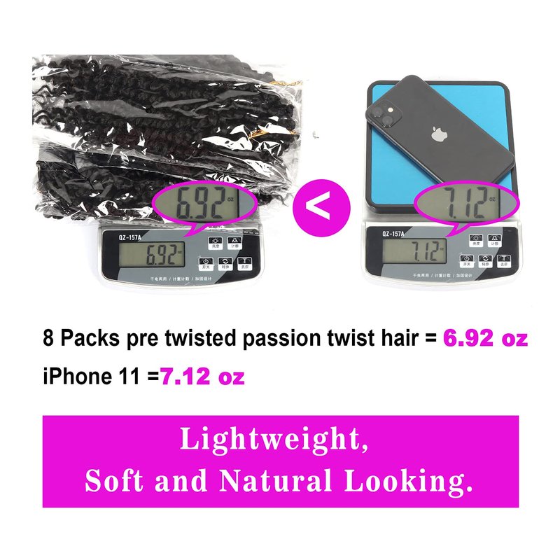 Bileaf 8 Pack Passion Twist Crochet Hair 10 Inch Pre-twisted Short Crochet Passion Twist Hair, Pre Looped Passion Twists Crochet Braids Bohemian Crochet Hair 1B