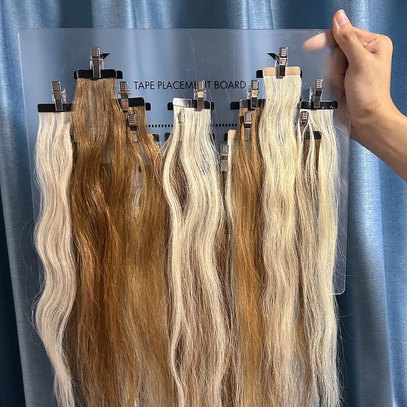 GlamorDove Tape in Placement Board Hair Extensions Hanger Carrier Hair Display Holder Rack with Clips Hairpin Hair Styling Hairdressing for Tape In Hair Extensions Hair Beauty Salon