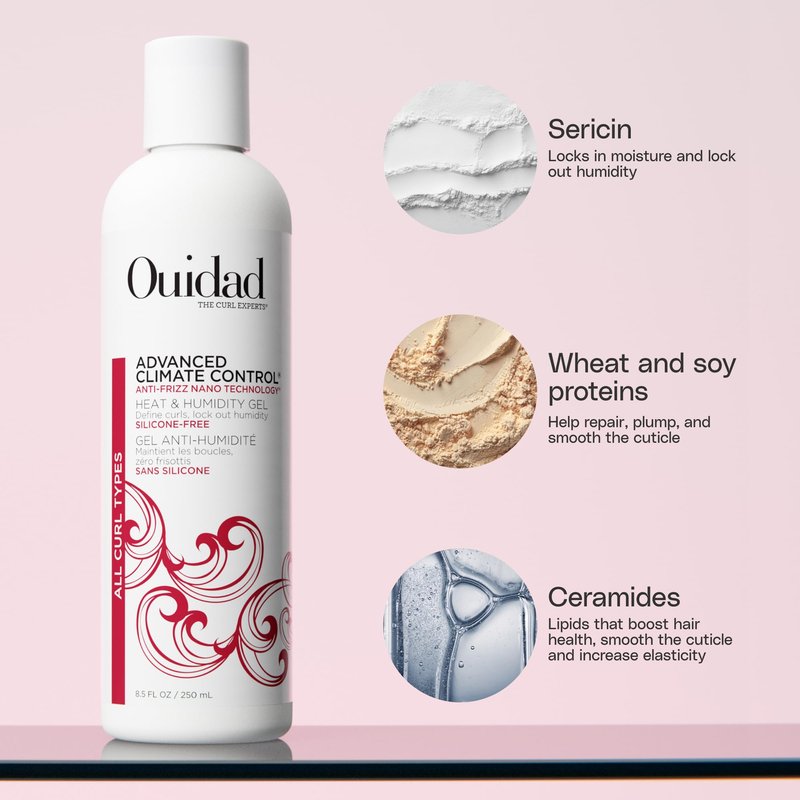 Ouidad Advanced Climate Control Heat & Humidity Styling Kit, Anti Frizz Curly Hair Products to Lock in Moisture & Block Humidity, Flexible, Long-Lasting Hold, No Parabens & Sulfates