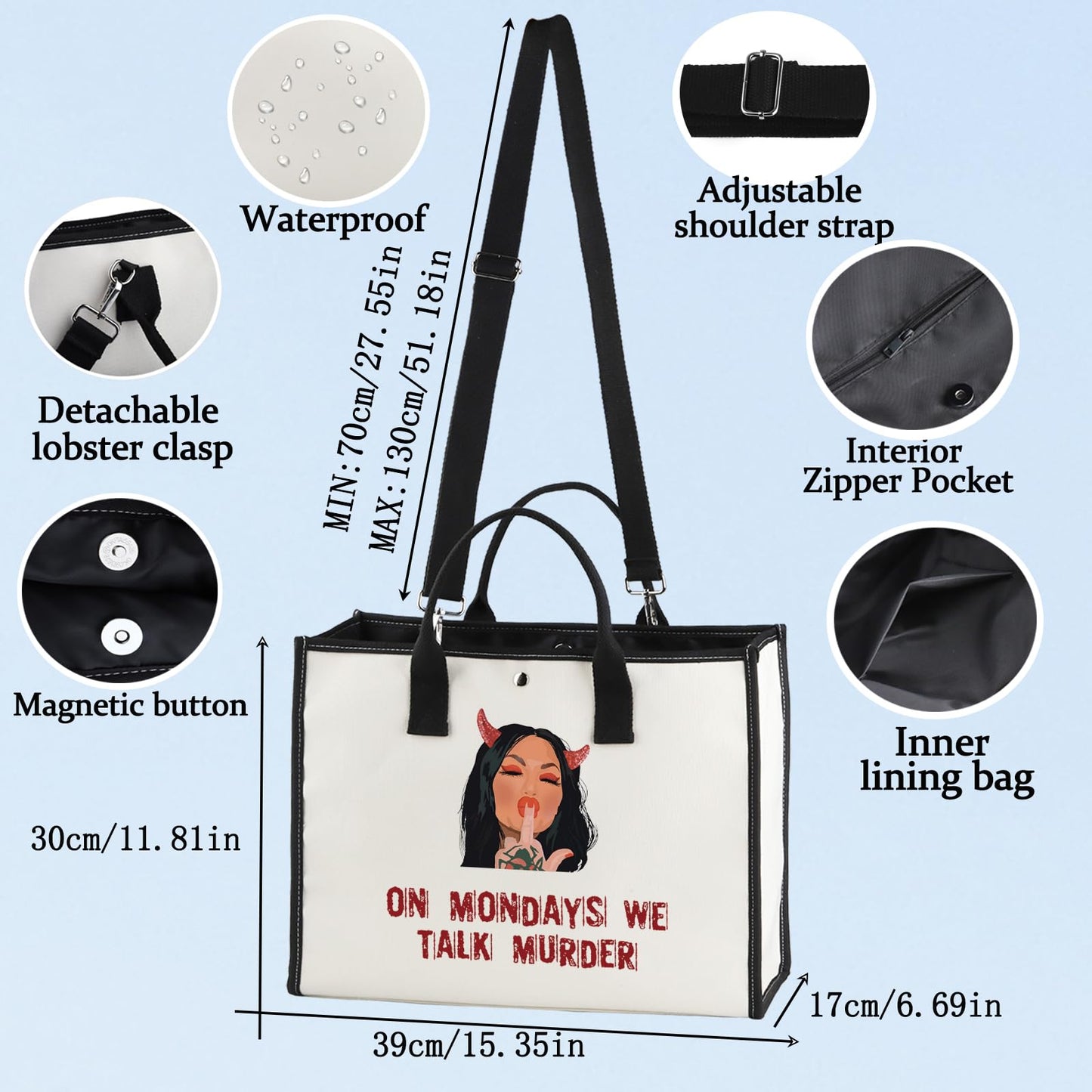 BWWKTOP Bailey Cosmetic Makeup Bag Bailey Fans Gifts On Mondays We Talk Murder Zipper Pouch Bag For Murder Show Lovers (TALK MURDER BG)