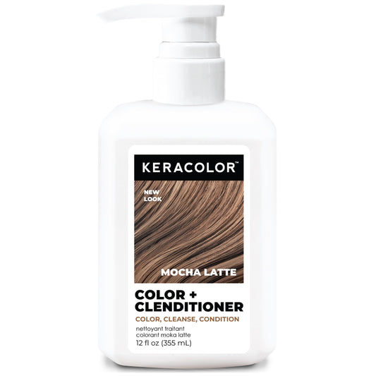 Keracolor Color + Clenditioner 3-in-1 Color-Depositing Conditioner, Gently Cleanses & Conditions, Semi-Permanent Mocha Latte Hair Color, 12 Fl Oz