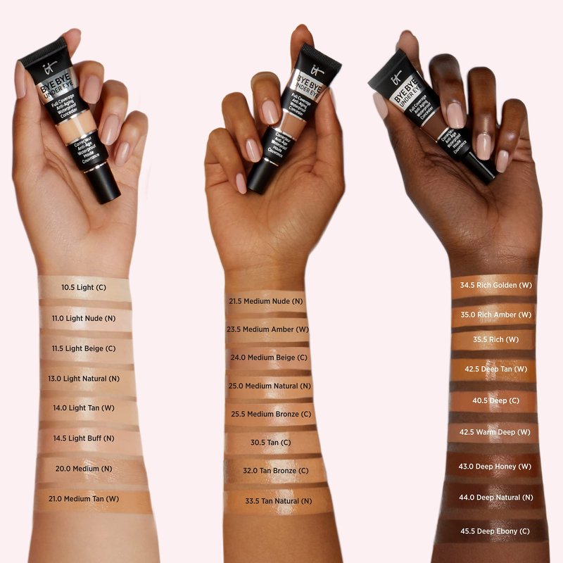 IT Cosmetics Makeup Set - Includes Supersize Bye Bye Under Eye Concealer (40.5 Deep) + Heavenly Luxe Complexion Perfection Concealer Brush (1 fl oz) - with Collagen, Hyaluronic Acid & Antioxidants