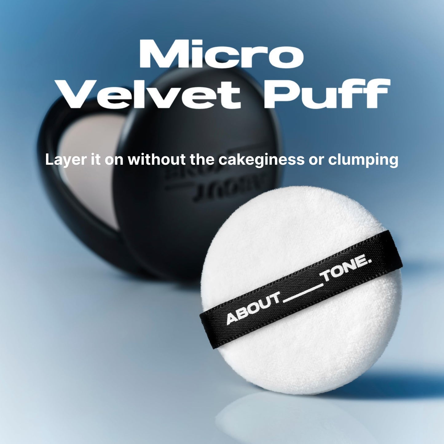 ABOUT TONE Blur Powder Pact 0.32oz - Pressed Powder Compact with Mirror and Puff Makeup Setting Finishing Blurring Natural Translucent Lightweight Face Sebum Oil Control Vegan Formula (03 NATURAL)
