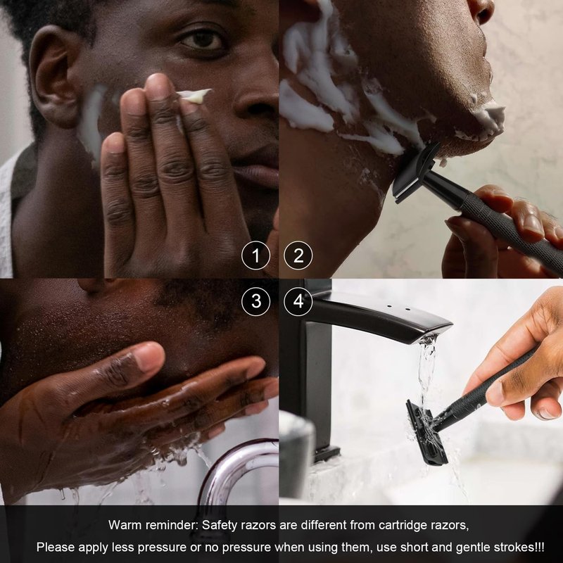 Matte Black Safety Razor - Single Blade Razor for Men | Eco-Friendly, Reusable Metal Design with 10 Stainless Steel Blades