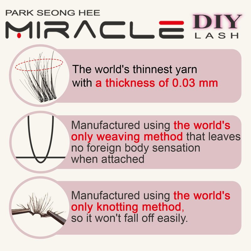 PARK SEONG HEE MIRACLE LASH DIY False Eyelashes, Lash Clusters, Lengthening Wisps 9mm-16mm Contact Lens Friendly, Easy to Apply, Reusable Strip Lashes (E6-280, 11mm)