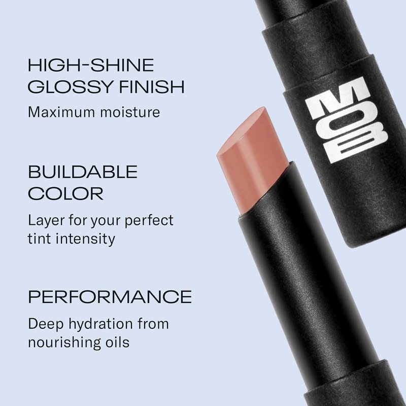 MOB Beauty Hydrating Shine Lip Balm - Cool Nude Tinted Stick with Jojoba & Sunflower Oils | Moisturizing Vegan Formula