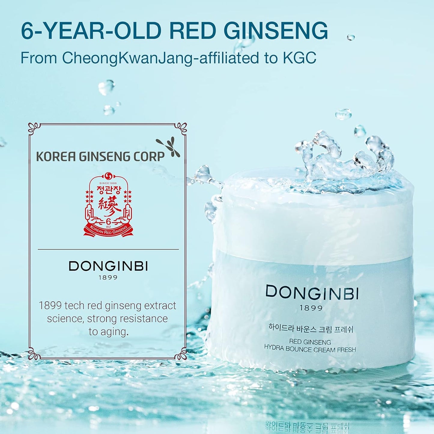Donginbi Red Ginseng Hydra Bounce Cream - Firming Face Moisturizer with Hyaluronic Acid for Dry Skin | 0.84 oz / 25 ml