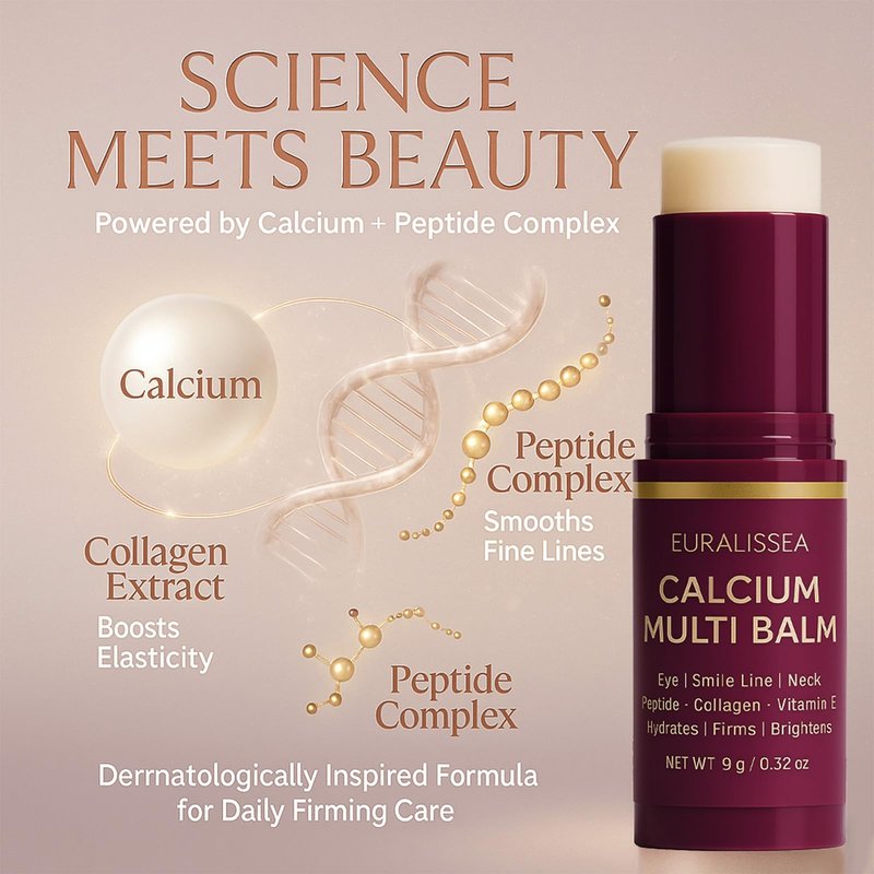 Euralissea Calcium Multi Balm Stick 2 Pcs – Calcium Boost Firming for Eyes & Hydrating Treatment with Peptides & Vitamin E – All Skin Types