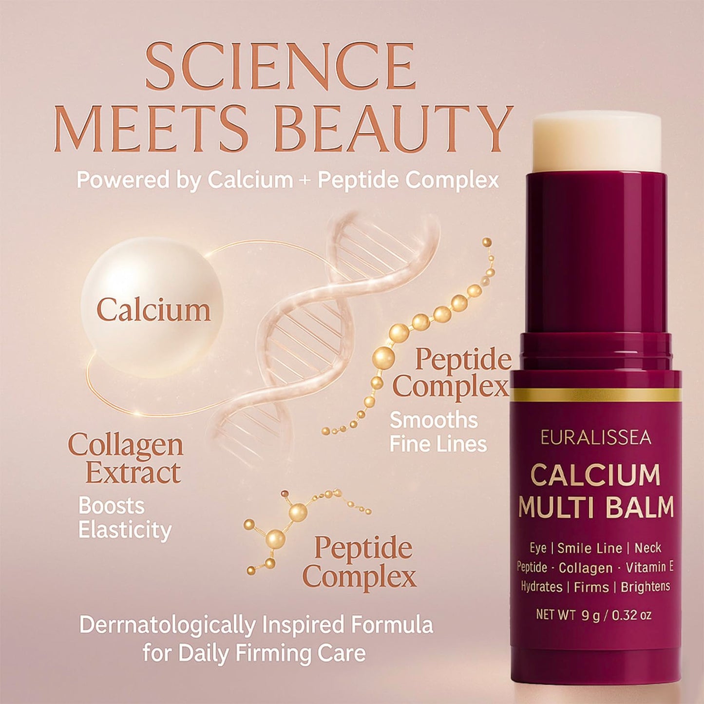 Euralissea Calcium Multi Balm Stick 2 Pcs – Calcium Boost Firming for Eyes & Hydrating Treatment with Peptides & Vitamin E – All Skin Types