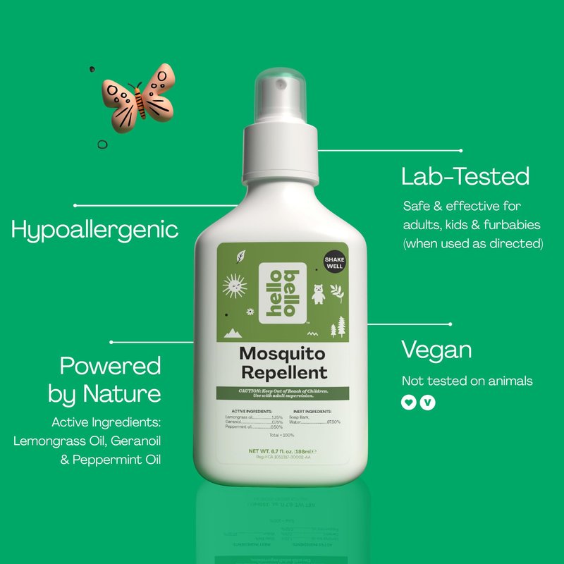 Hello Bello Mosquito Repellent Spritz, Made with Lemongrass and Peppermint Oils, 6.7oz Bottle
