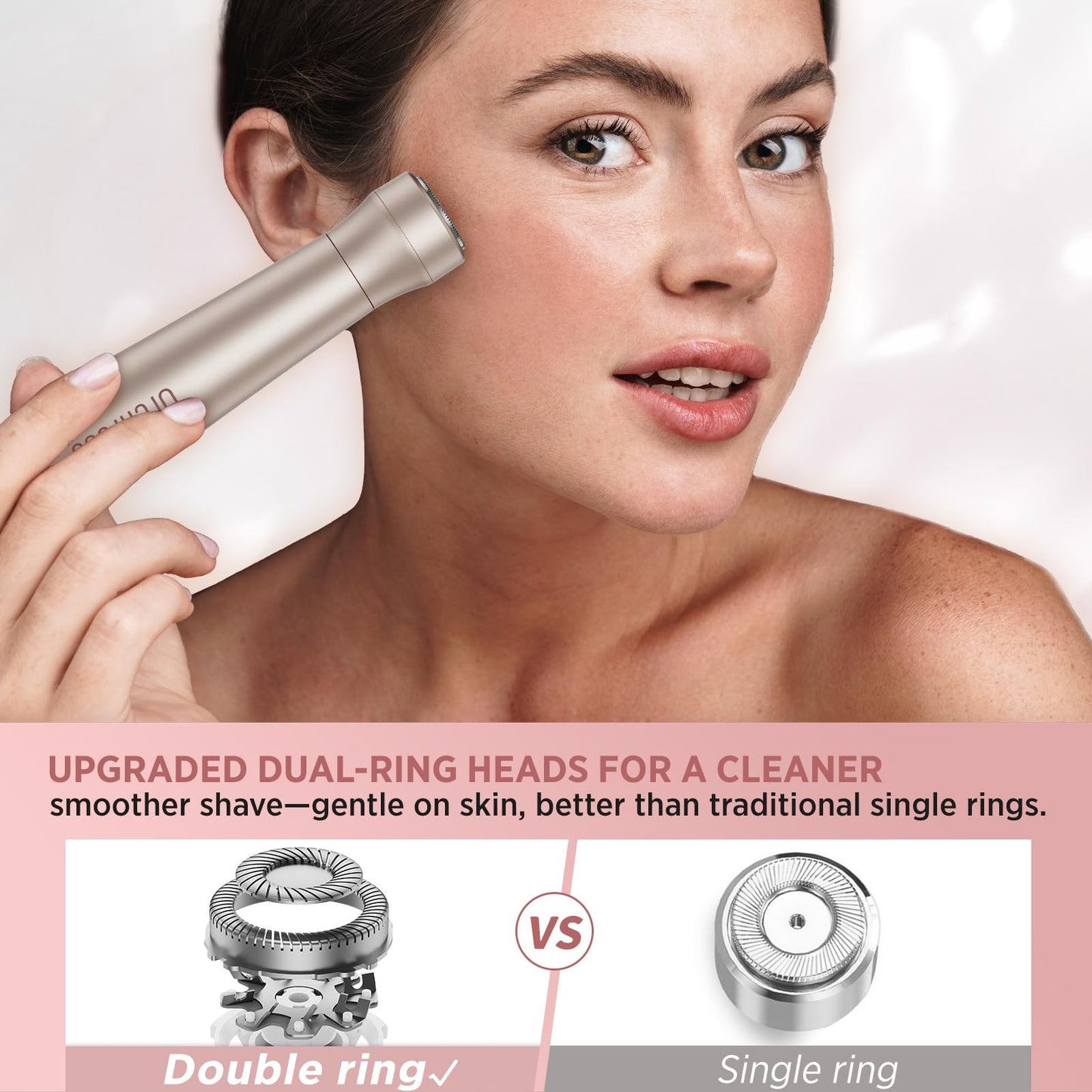 Orchrose Electric Razor for Women 2-in-1: Painless Rechargeable Shaver for Face Legs Underarms and Bikini Area – Travel Lock (Peach Gold)