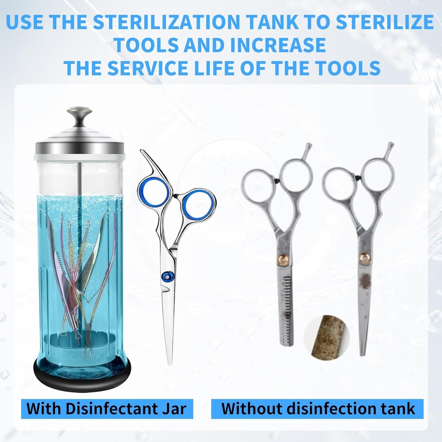 Barbicide Disinfectant Jar - 42.3 Oz Large Container for Nail Tools & Barber Shop Implements | Removable Straining Tray
