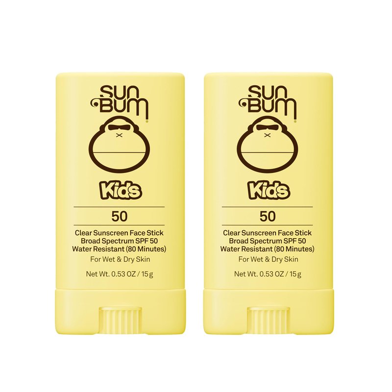 Sun Bum Kids SPF 50 Clear Sunscreen Face Stick | Wet or Dry Application | Hawaii 104 Act Compliant (Octinoxate & Oxybenzone Free) Broad Spectrum UVA/UVB Sunscreen | 0.53 oz (Pack of 2)