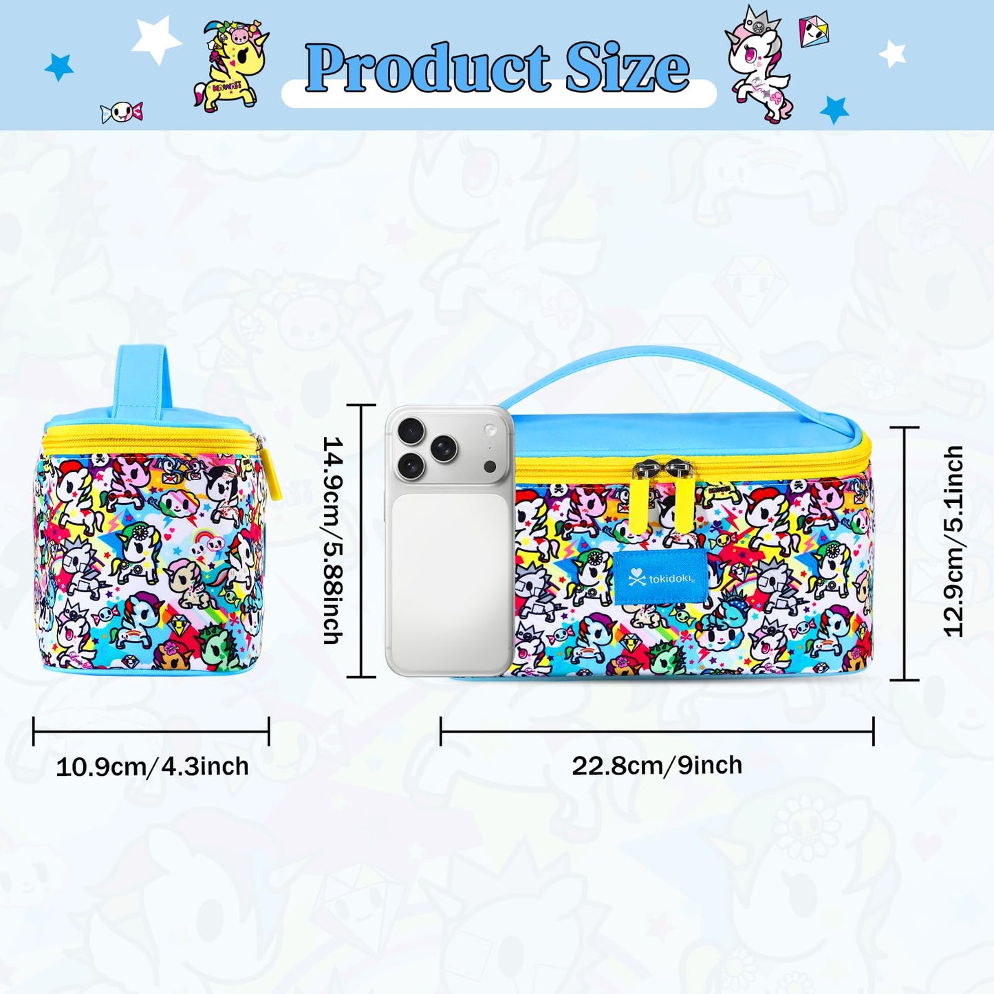 Tokidoki Official Unicorno Makeup Bag Cute Cosmetic Bag Large Capacity Travel Makeup Case Portable Organizer Toiletry Bag for Women Traveling with Handle (Pink)
