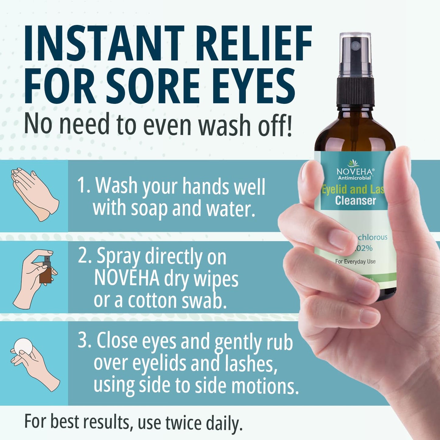 Demodex Eyelid Cleanser Foam | Extra Strength Tea Tree Oil Formula | Daily Face Wash For Eyelash, Demodex, MGD, Stye Eyes, Eye Irritations & Skin Dryness, 3.38 fl oz (100ml)