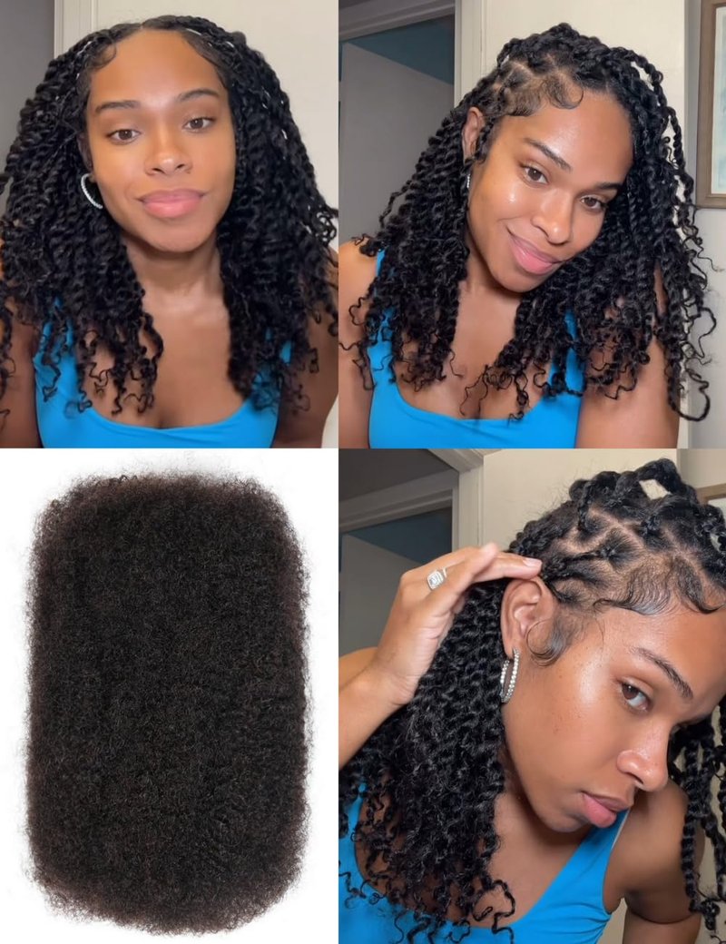 Style Icon 1 Bundle Afro Kinkys Bulk Human Hair (14", Natural Black) - Afro Twist Braids - Curly Extensions - Dreadlocks - Loc Braiding Hair