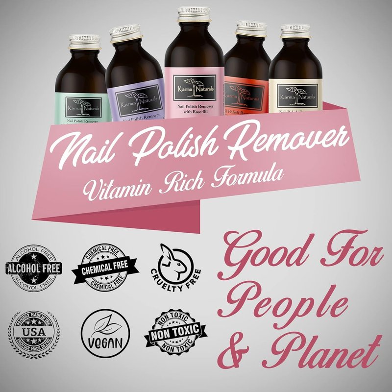Organic Nail Polish Remover Bundle - Natural Rose Oil & Orange Blossom Scent | 4 Fl Oz Each