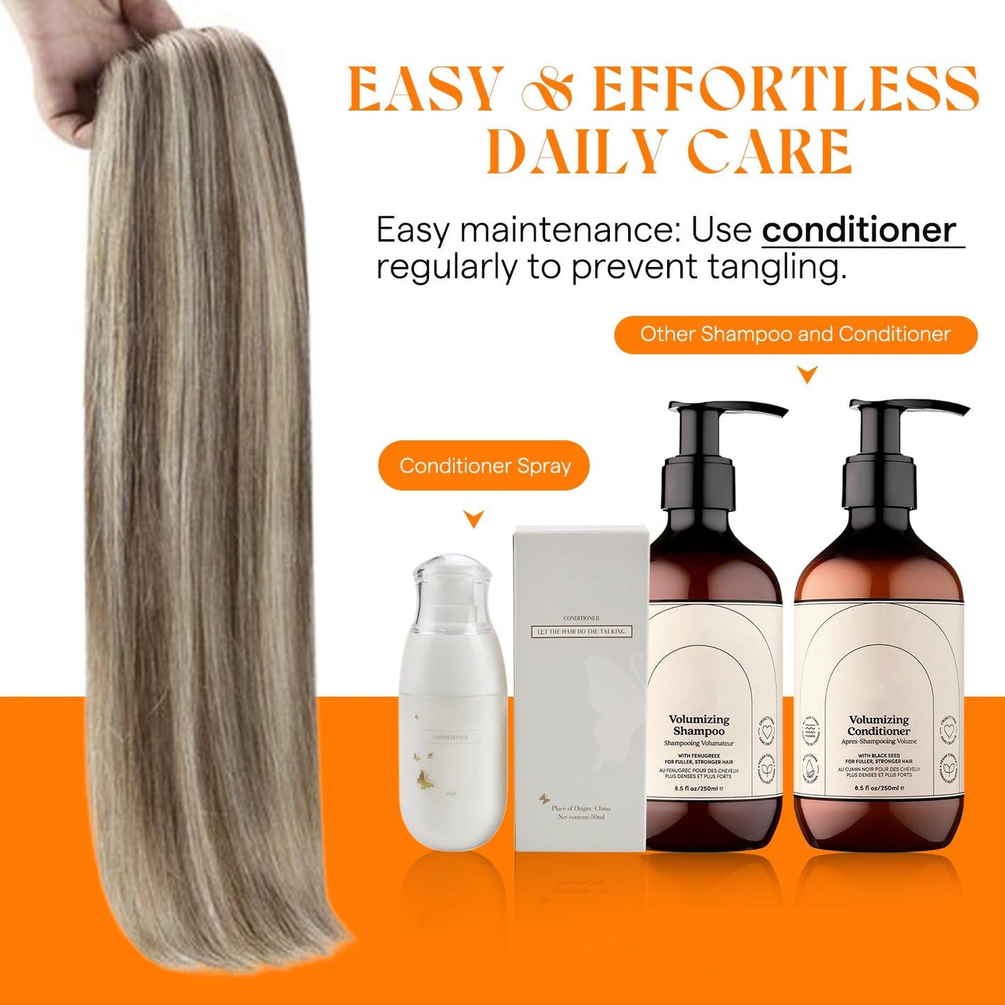 Sunny Hair Sew in Hair Extensions Real Human Hair Highlights Double-Wefted Light Brown with Platinum Blonde Short Hand-Tied Bundles All-Day Comfort 12 Inch 70G