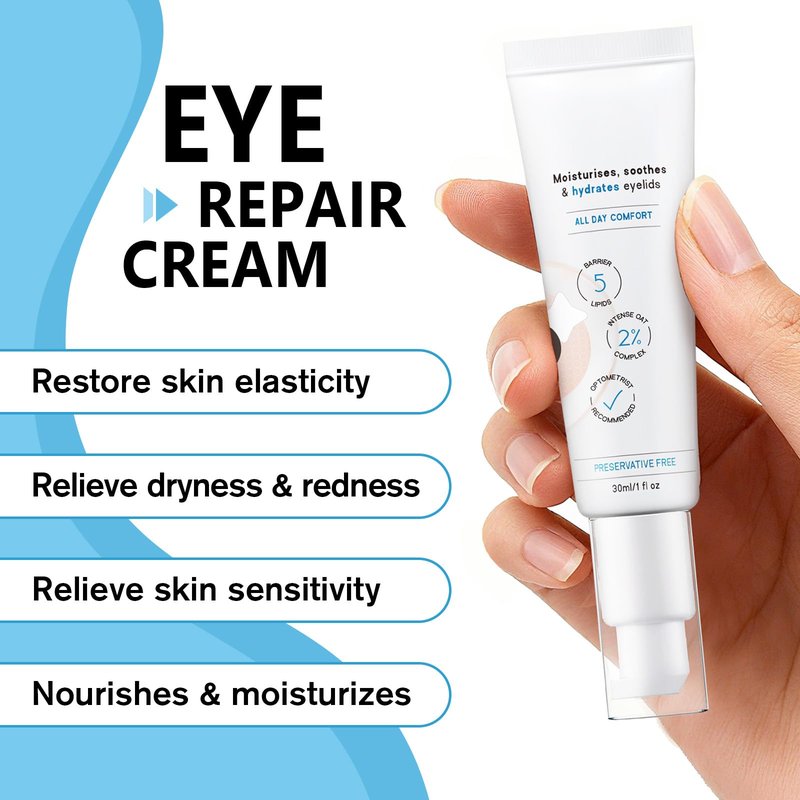 LUIMOLL Restore Eyelid Cream, 3% Oat Extract & Ceramide Complex, Soothing Hydration & Barrier Support for Dry, Itchy, Red, Sensitive, or Flaky Skin Around the Eyes for All-Day Use, 1oz