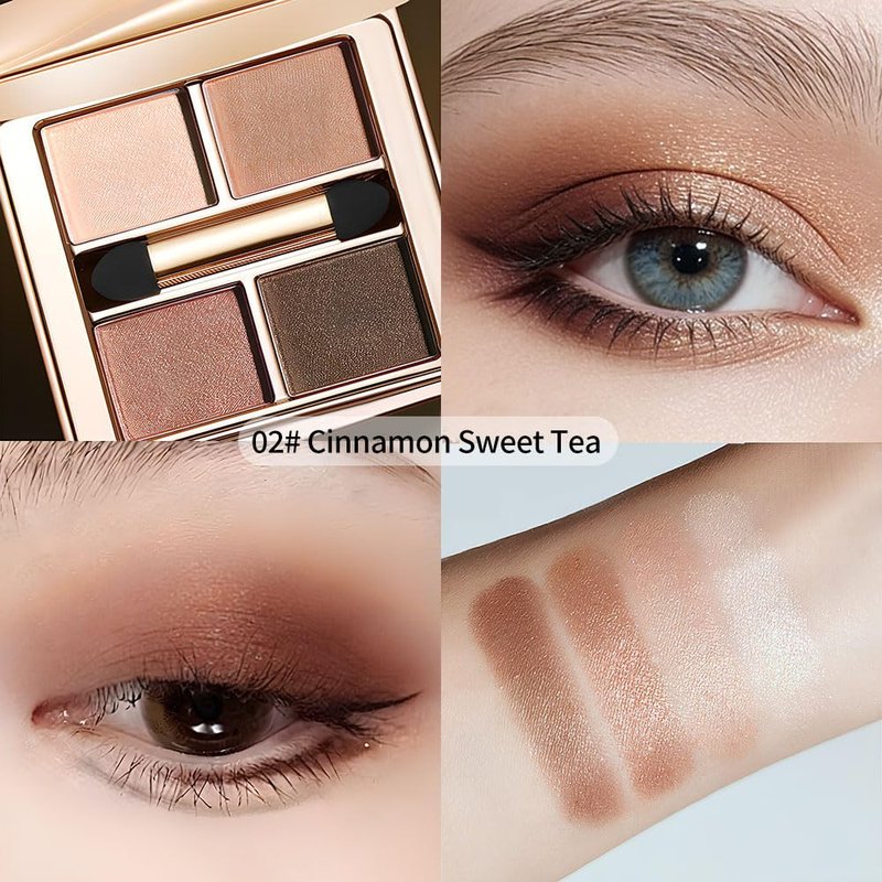 Nude Rose Shimmer Eyeshadow Palette–4 Soft Pearl Shades in Champagne, Nude Rose, Rosy Taupe&Mocha Brown, High Pigment Long Lasting Satin Eye Shadow for Natural Everyday Guve, Paleta de Sombras de Ojos