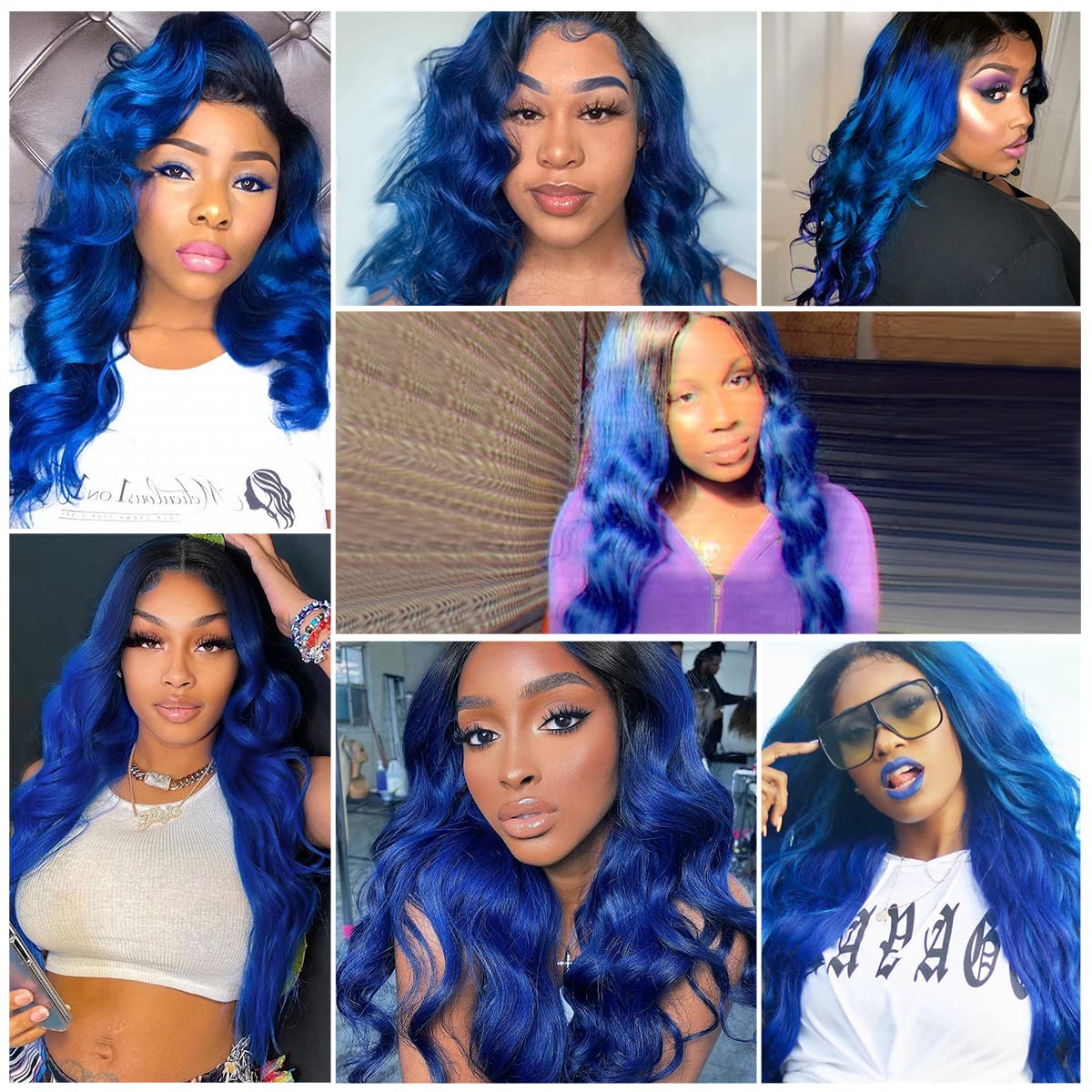 SEXAY Blue Closure 4x4 Lace Closure 100% Human Hair Brazilian Body Weaving ombre blue Color Virgin Hair Closure(18inch Blue)