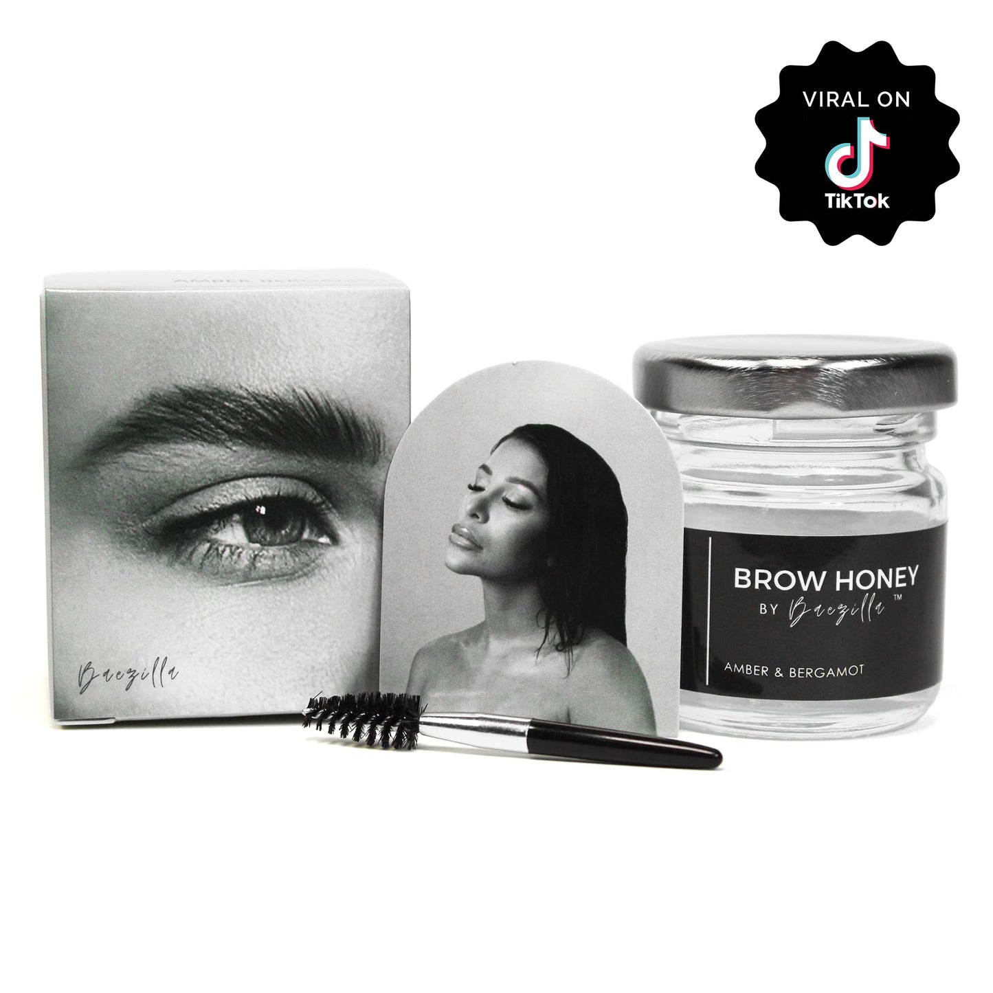 Baezilla Brow Honey Eyebrow Gel, Long Lasting Clear Brow Gel, Natural Pink Rose Fragrance
