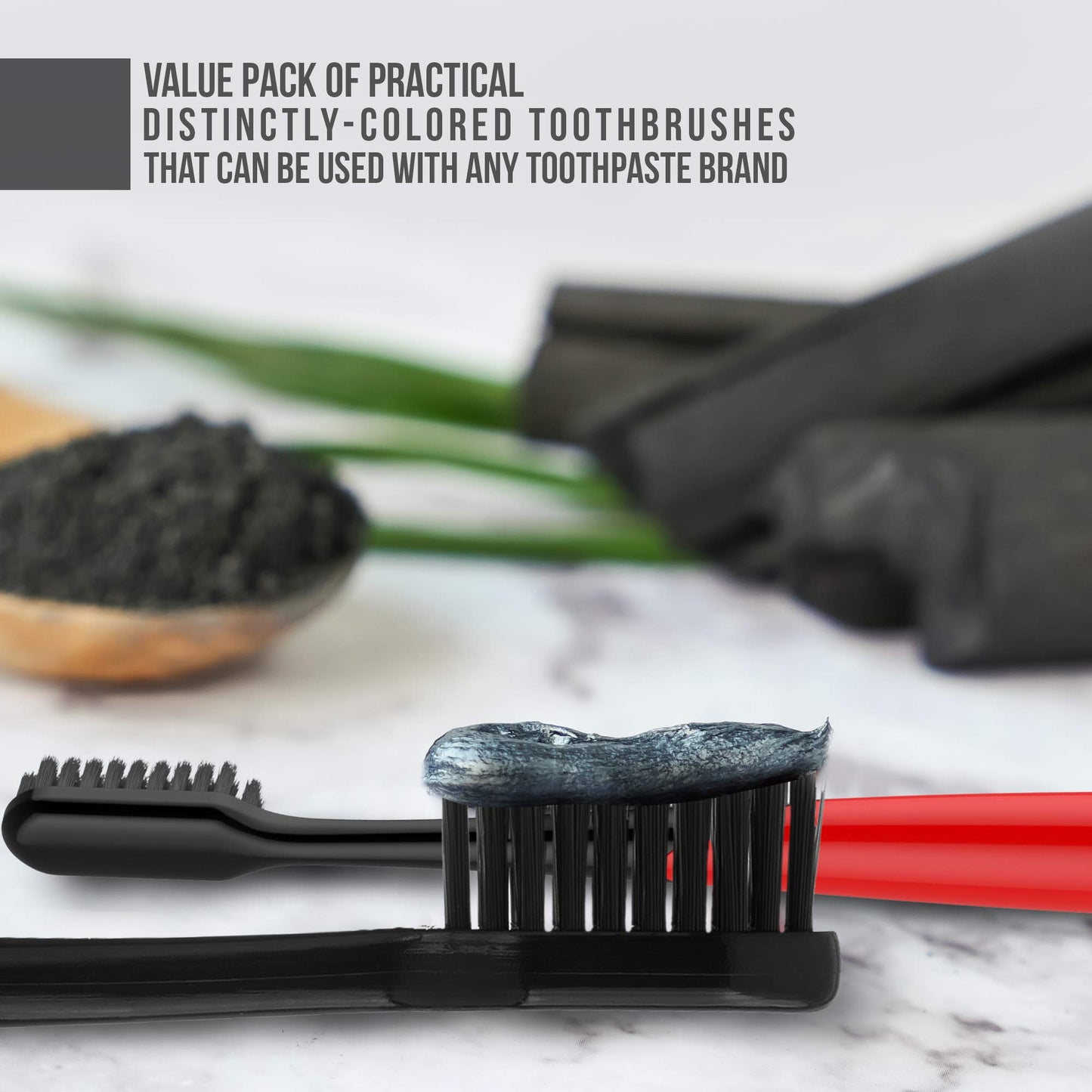 Soft Toothbrushes for Adults - Black Charcoal Toothbrush Ultra Soft for Sensitive Gums - Teeth Whitening Brush for Adults & Children [Extra Family Pack] Super Soft Tip Bristles