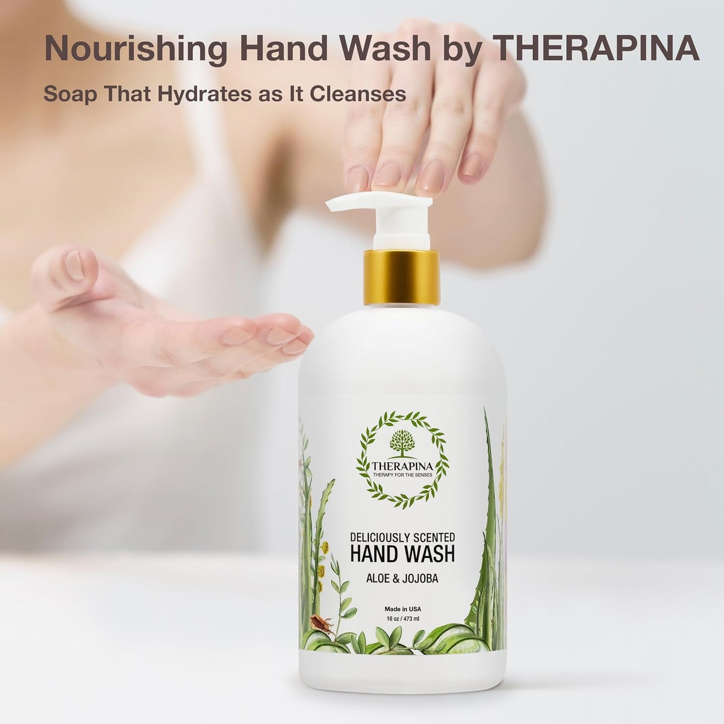 Aromatherapy Luxury Liquid Hand Soap - Vegan Moisturizing Formula with Aloe Vera & Botanical Oils | 16 Oz, Jojoba Scent