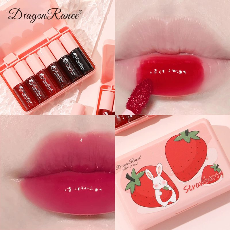 Minfei 2Pcs Bee Color Changing Lip stick, Honey & Strawberry Lipstick Moisturizing Lipstick Hydrating & Prevention Non-Sticky Formula, Long Lasting Moisturizing Lip Gloss (Strawberry, 0.03 oz)
