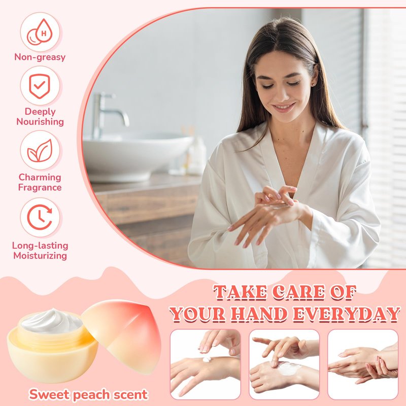 Swiffen 12 Pcs Peach Hand Cream Set Cute Mini Travel Size Hand Lotion Bulk Gifts for Women Nurses Bridal Shower Birthday Party Favors Sweet & Peach Scented Hydrating Shea Butter Moisturizer