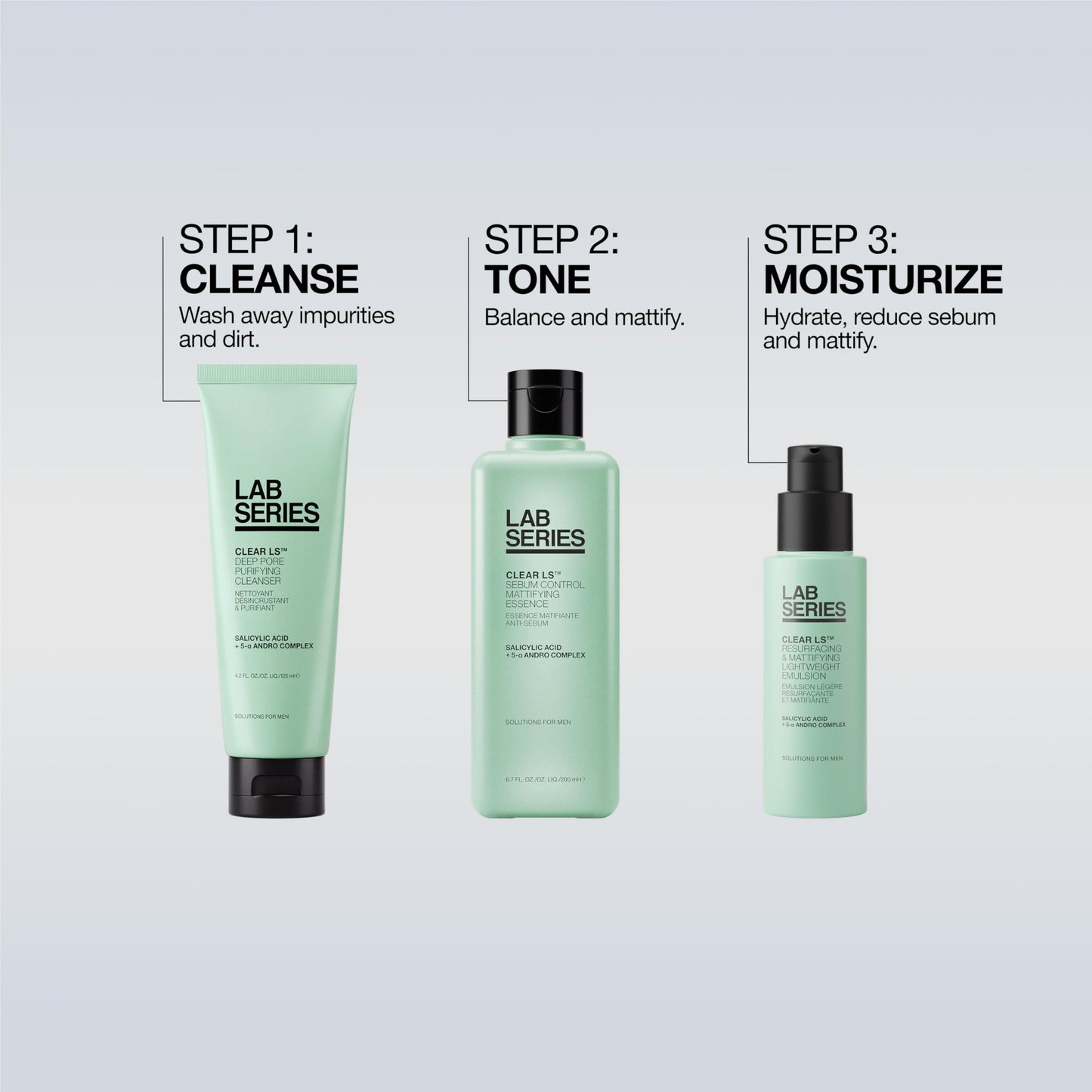 Lab Series Clear LS Mattifying Lightweight Face Moisturizer with Salicylic Acid | Men's Face Emulsion Suitable for Acne Prone Skin - Skin Care for Men - Dermatologist Tested, 1.7 Fl Oz