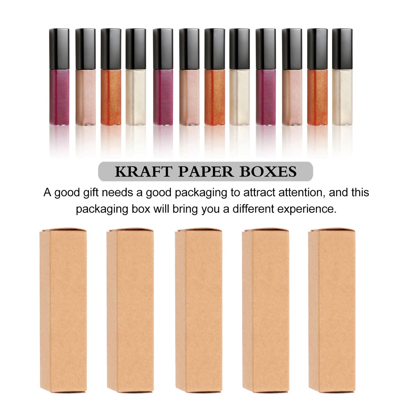 EXCEART Kraft Paper Lipstick Packaging Boxes 50 Pieces 3.3 X 0.8 X 0.8 Inch Durable Small Gift Boxes for Lipstick Lip Balm Lip Gloss Storage