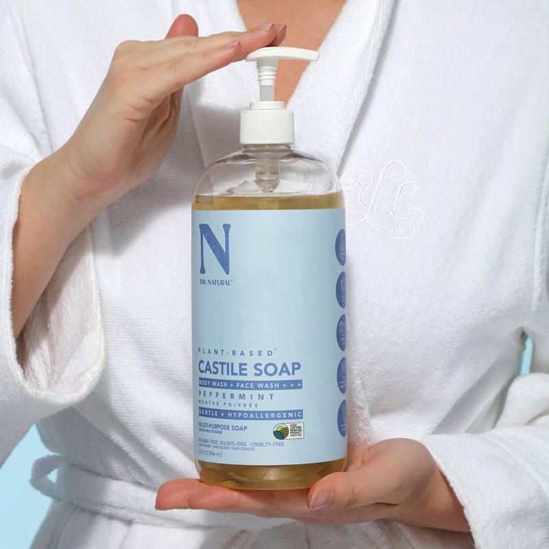 Dr. Natural Castile Liquid Soap - Peppermint Scent - 32 oz | Pack of 2