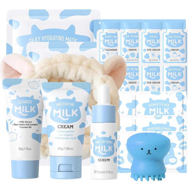 Milk Skincare Set for Girls 8-12 | 21-Piece Teen Skin Care Kit with Cleanser, Serum, Cream & Face Mask