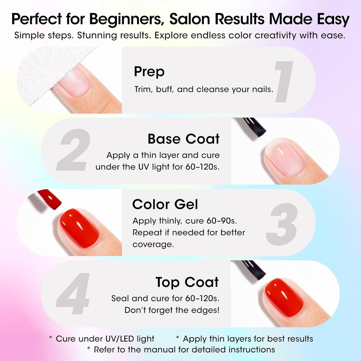 GELLEN 24pcs Gel Nail Polish Set - 20 Colors UV Gel Polish with Base & Top Coat | Hema Free, Perfect for All Seasons