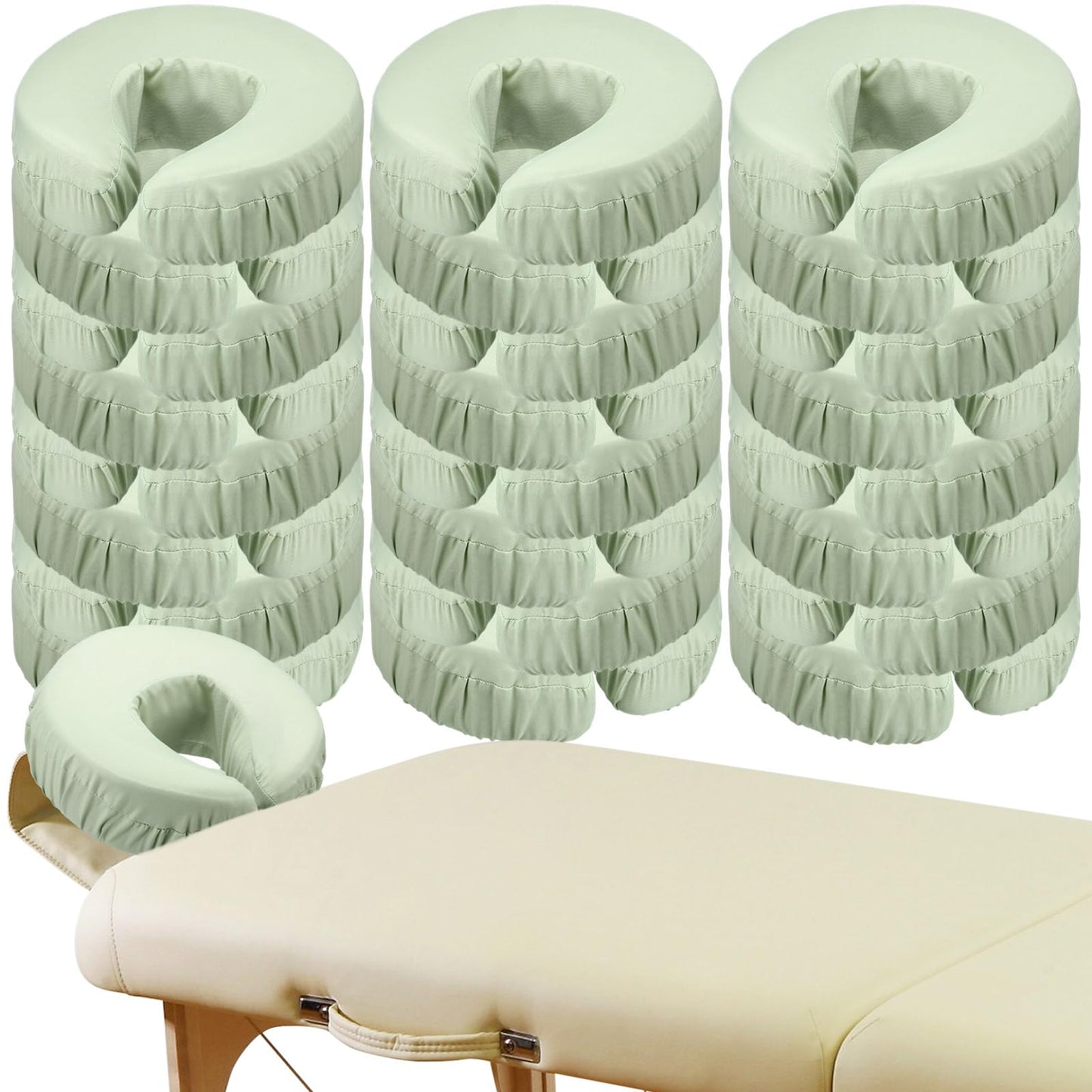 Macarrie 24 Pcs Face Cradle Covers for Massage Table Microfiber Reusable Soft Thicker Massage Table Headrest Covers Bulk Oil Proof Cradle Head Rest Sheets for Spa Beauty Salons(Sage)
