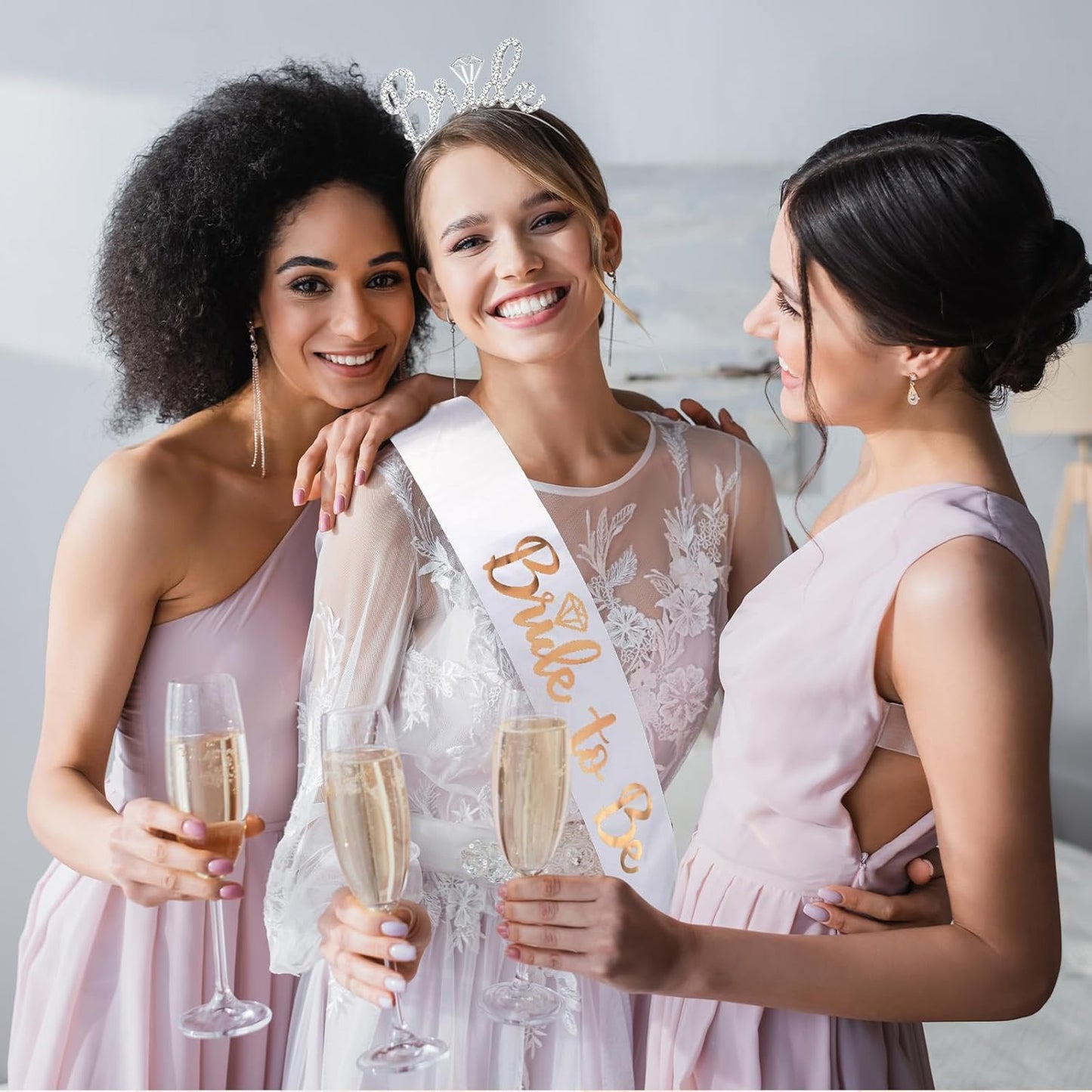 Bride To Be Gift Basket - 17 Pcs Bridal Shower Set with Makeup Bag, Slippers, Sash & More | White